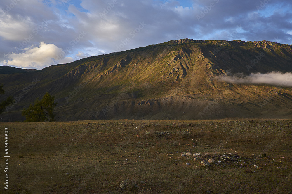 The beautiful nature in the summer in the mountains.