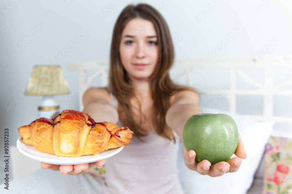The morning and breakfast of young beautiful girl The morning and breakfast of young beautiful girl