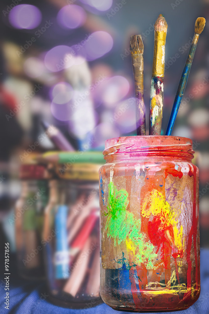 A colored jar of painting A colored jar of painting