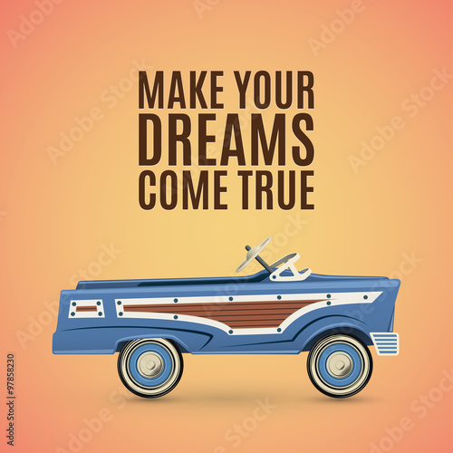 Vintage poster template with toy pedal car.