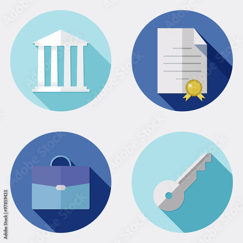 Flat design business icons with long shadow 2