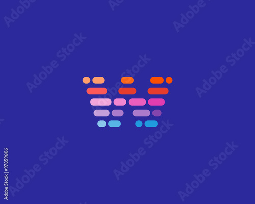 Abstract letter W logo.  Dynamic code vector unusual font. 