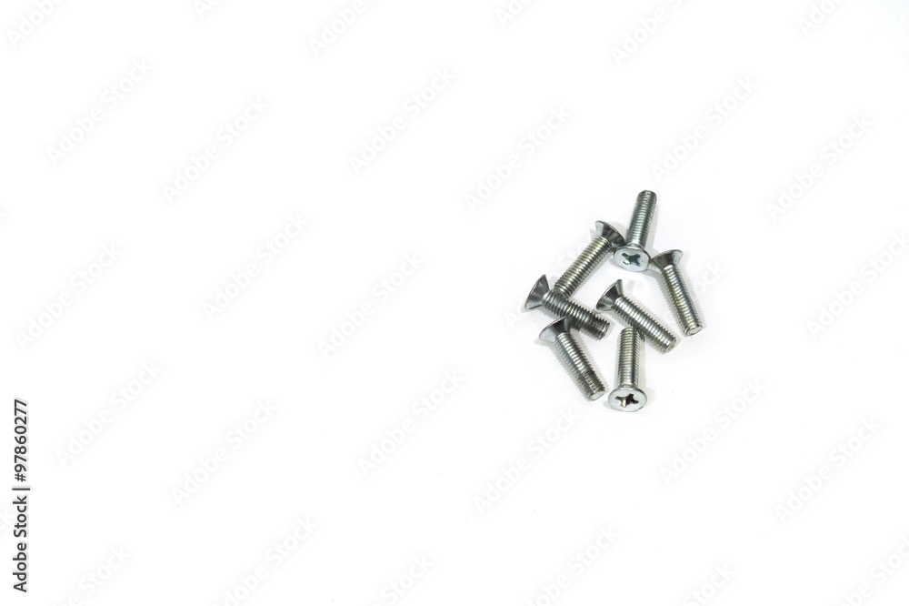 group of screws on white background, isolate group of screws on white background, isolate