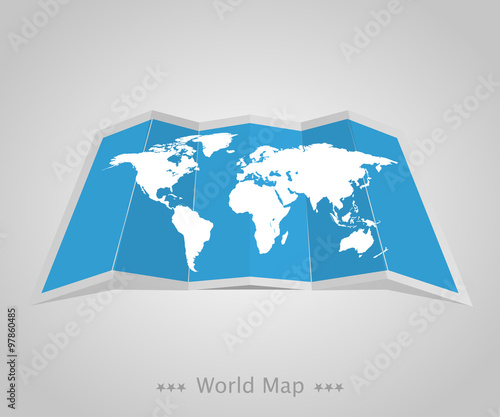 World map with shadow on a grey background