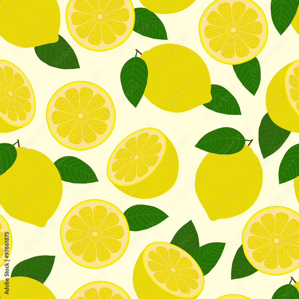 Lemon pattern. Seamless background.
