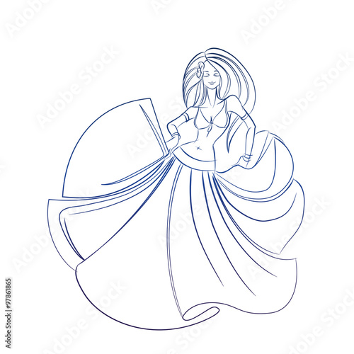 belly dancer ink sketch gesture drawing 
