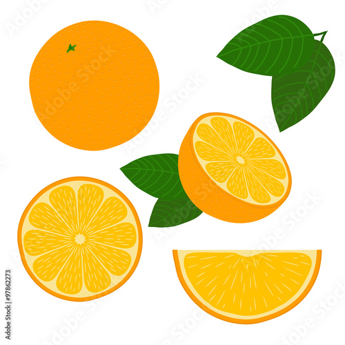 Orange and orange segments . Isolated objects on a white background .