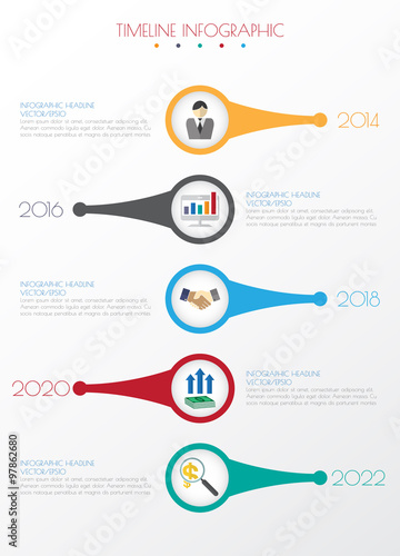 timeline infographics with icons set. vector. illustration.