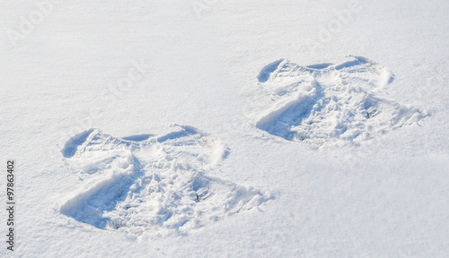 Two figures in the snow angel