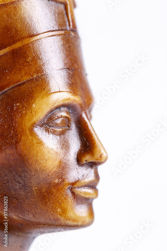 Face of Wooden statue,pharaoh isolated.