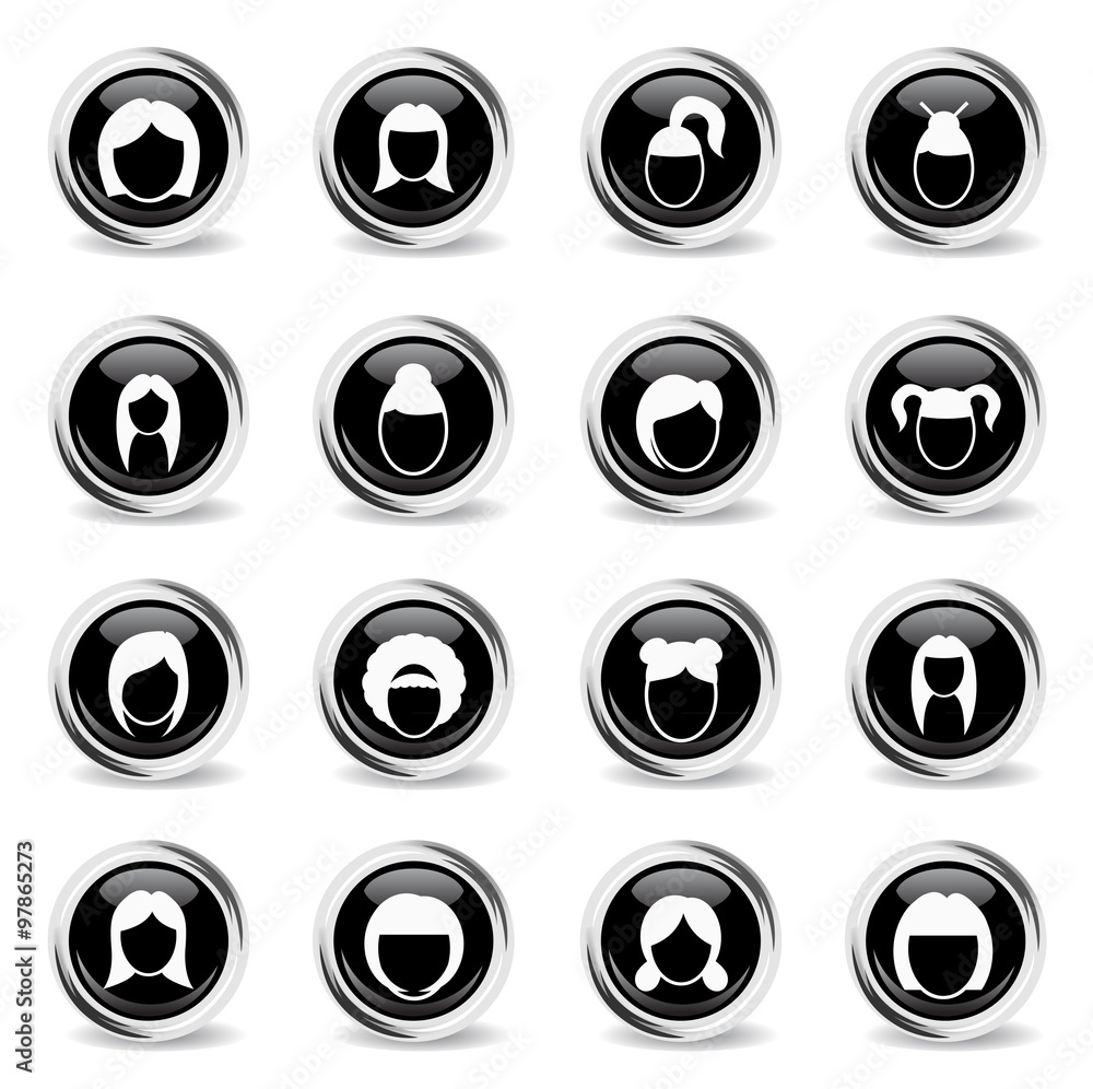 Woman hairstyle chrome icons for web Woman hairstyle chrome icons for web