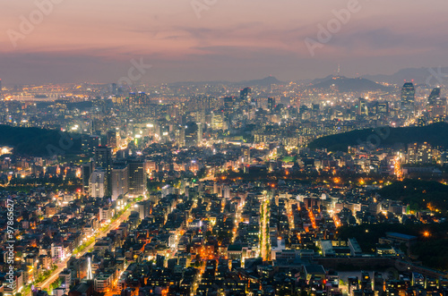 Sunset of Seoul City Skyline,South Korea