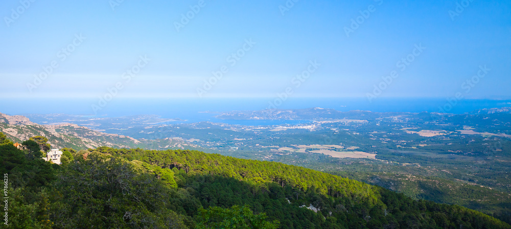 Naklejka premium Panoramic coastal landscape of Corsica island