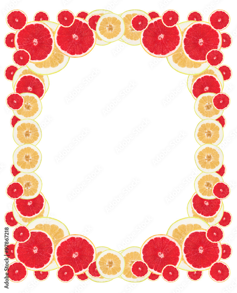 Fresh grapefruit and oroblanco rings set isolated on white background. Fresh grapefruit and oroblanco rings set isolated on white background.