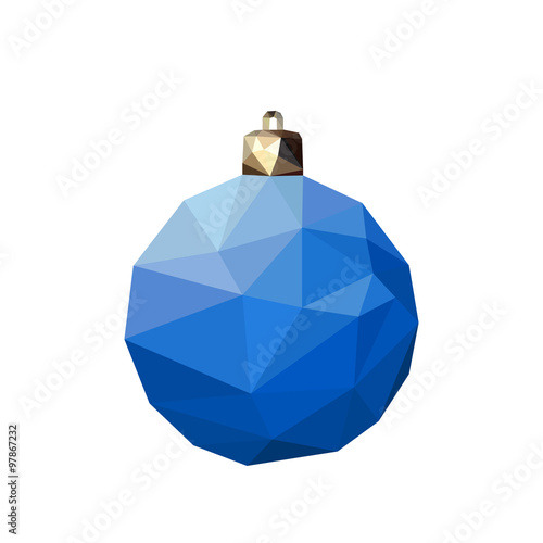 Blue polygonal Christmas ball