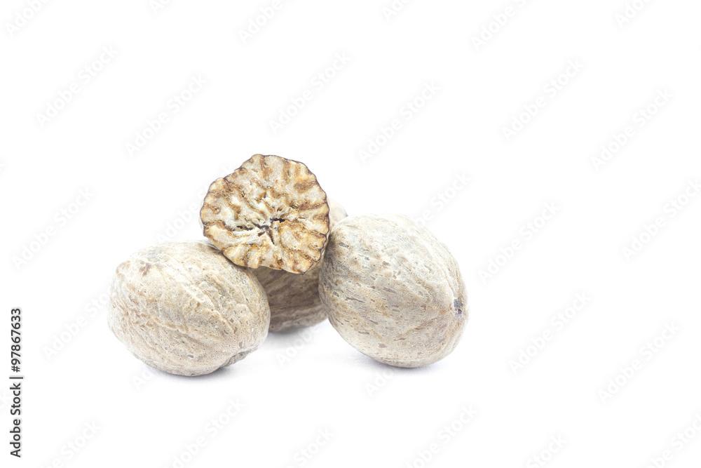Nutmeg isolated on white background Nutmeg isolated on white background