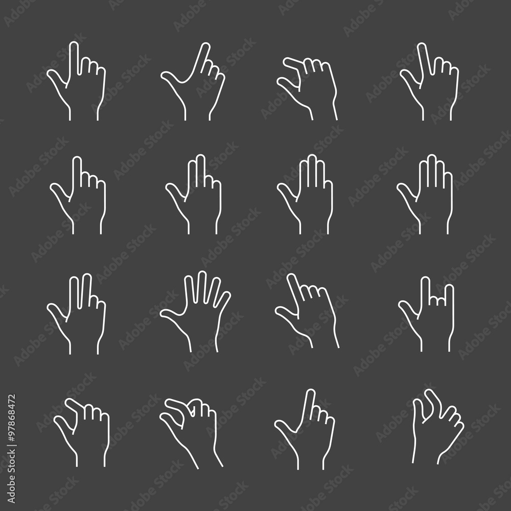 Fototapeta premium Gesture icon set