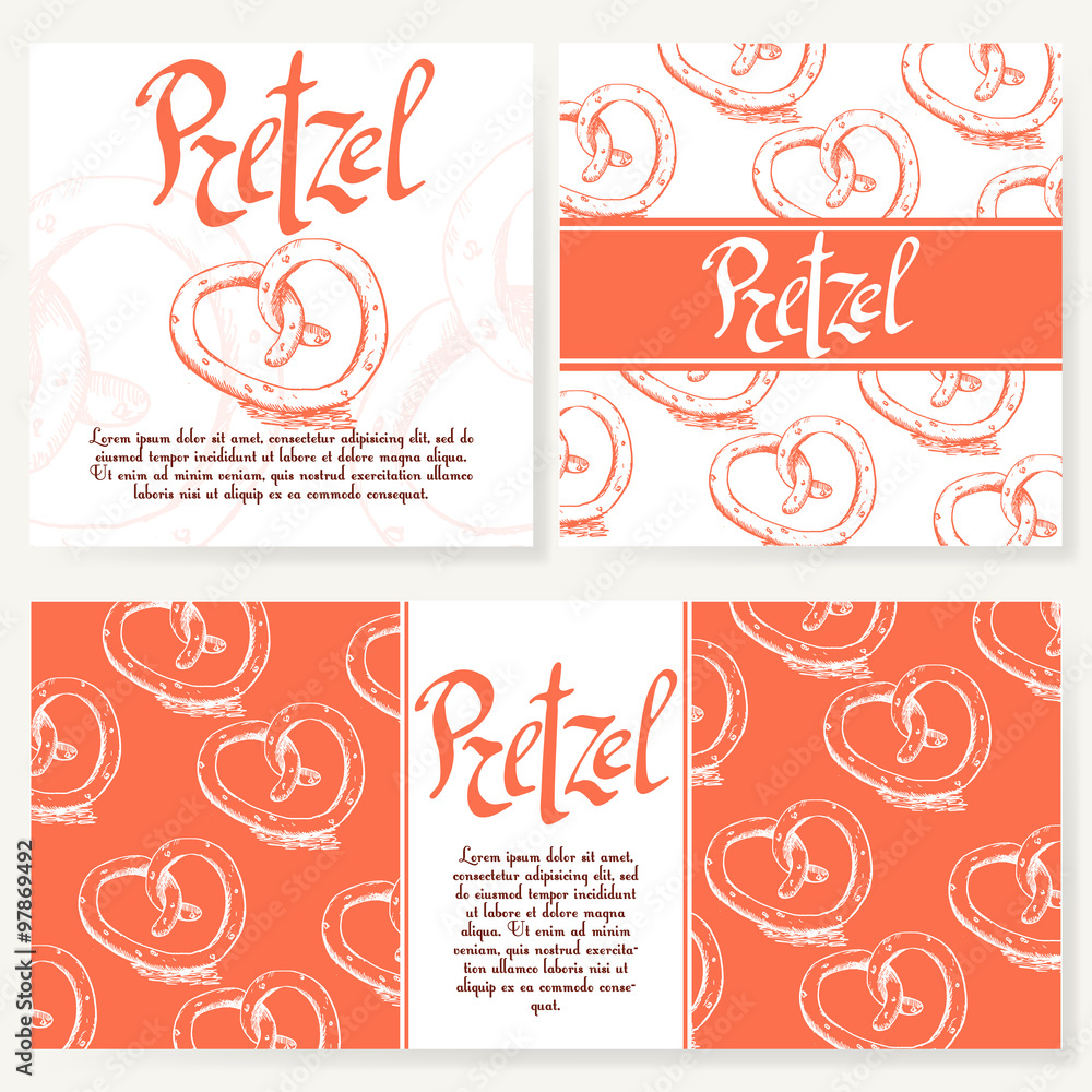 Cafe menu with hand drawn design. Dessert restaurant menu template. Set of cards for corporate identity. Vector illustration