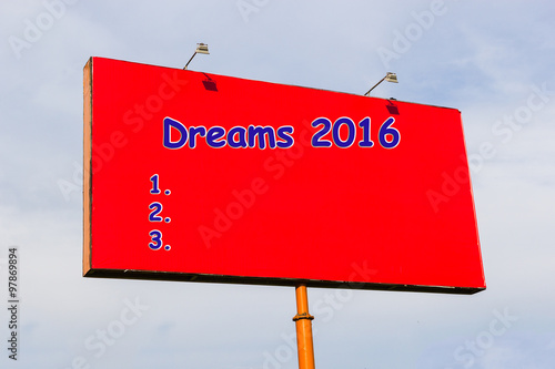 Plakat w ramie Мечты 2016: надпись на английском языке