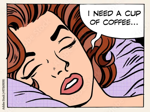 Obraz kobieta marzy poranną filiżankę kawy