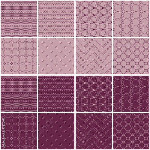 Set of sixteen seamless vector backgrounds with abstract geometric pattern