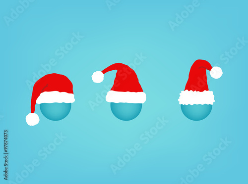Christmas hats set, vector illustration