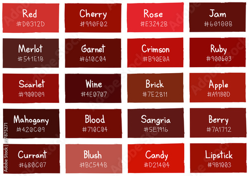 Red Tone Color Shade Background with Code and Name Illustration