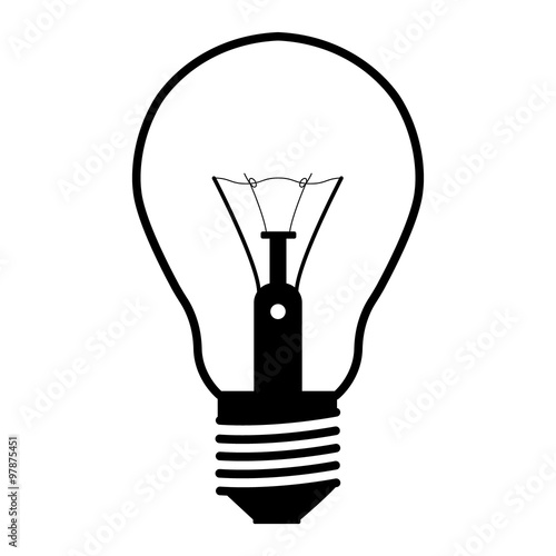 black silhouette of an incandescent lamp on a white background
