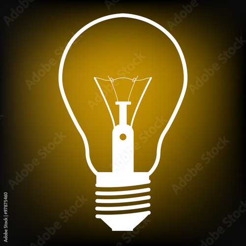 white silhouette of the filament lamp on the yellow black background