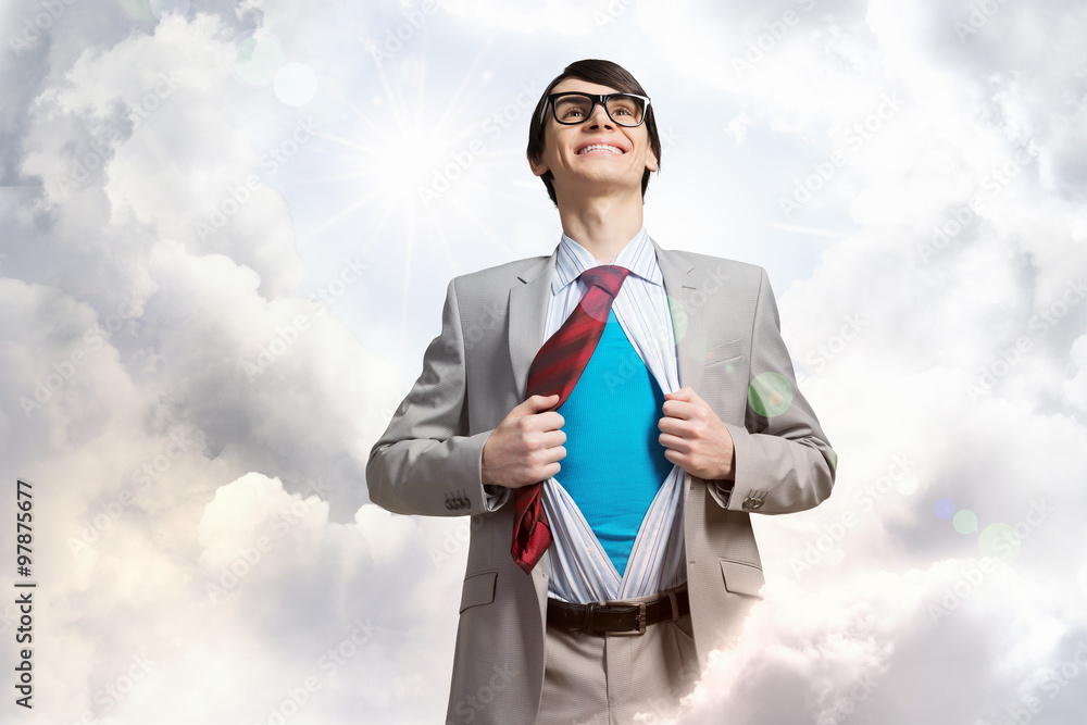 Determined super businessman 