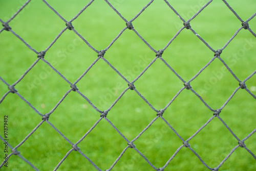 The football pitch with the net in background