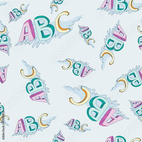 Vector seamless childish alphabet pattern