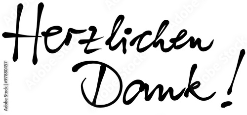 „Herzlichen Dank!“, handschriftlich, schwarz, Vektor, freigestellt