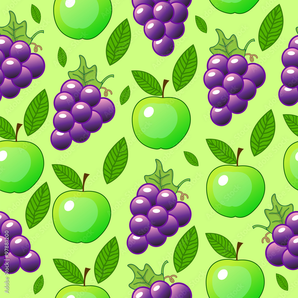 grapes, apple seamless pattern grapes, apple seamless pattern