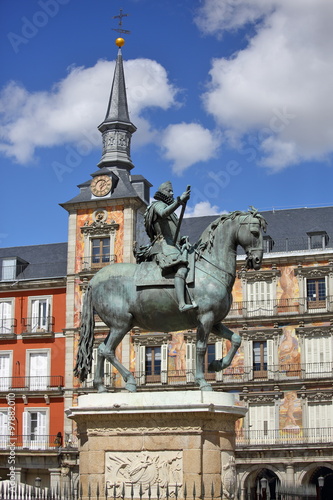 Statue of Philip III at Mayor plaza in Madrid, Spain