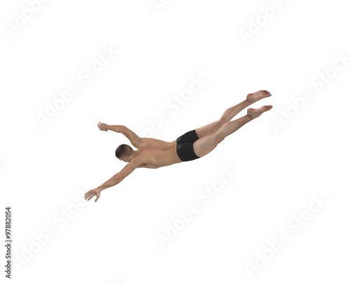man diving into water isolated on white