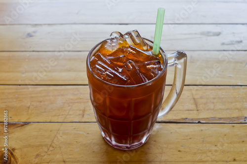 Schilderij op canvas Thai Ice Tea with green straw