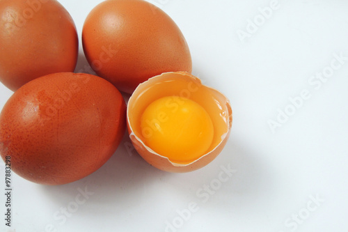Eggs on white background