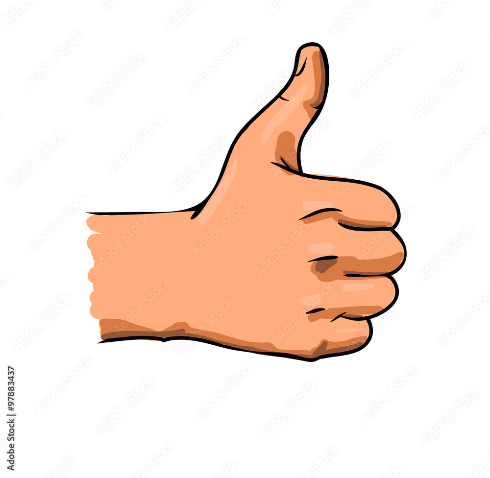 Man's hand with thumb up