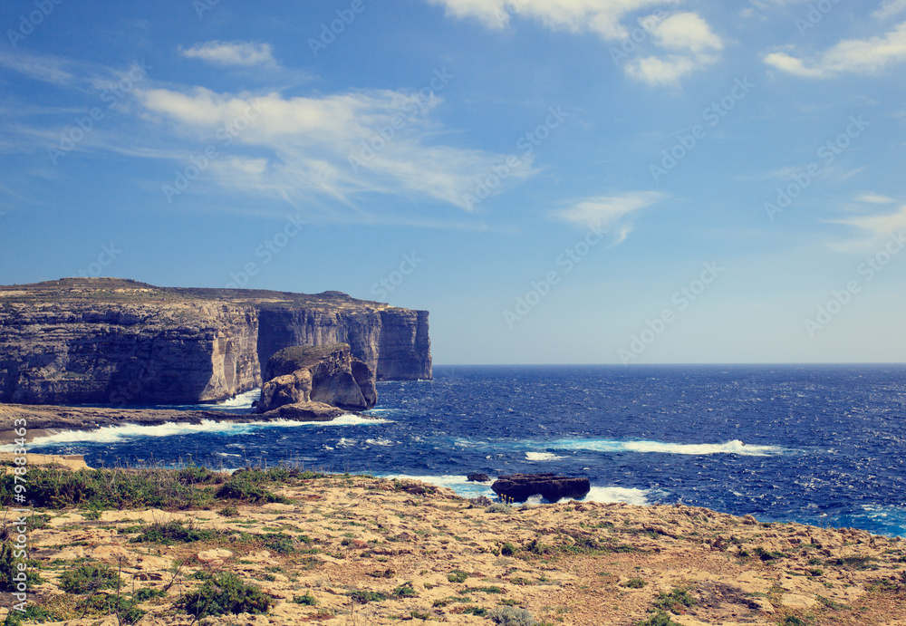 scenic mountains on Gozo island in Malta