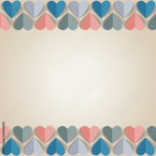 Background with cut paper hearts.