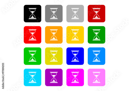 Colorful hourglass icons on white background