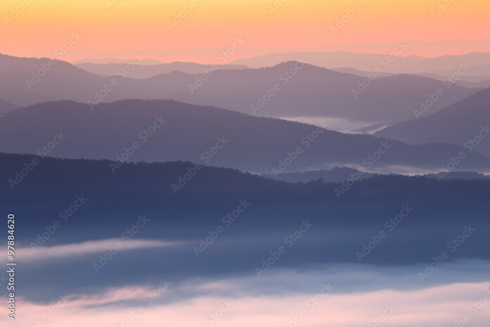 Fototapeta premium Mountain and mist in morning