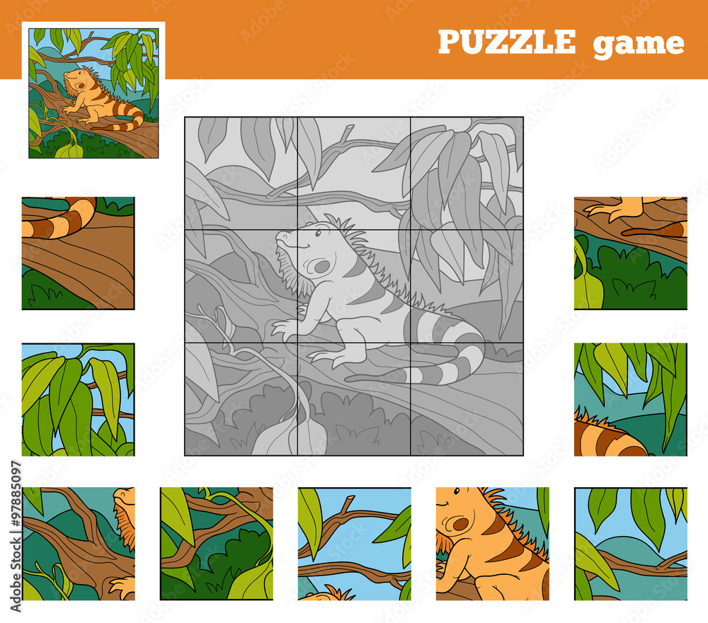 Obraz premium Puzzle Game for children with animals (iguana)