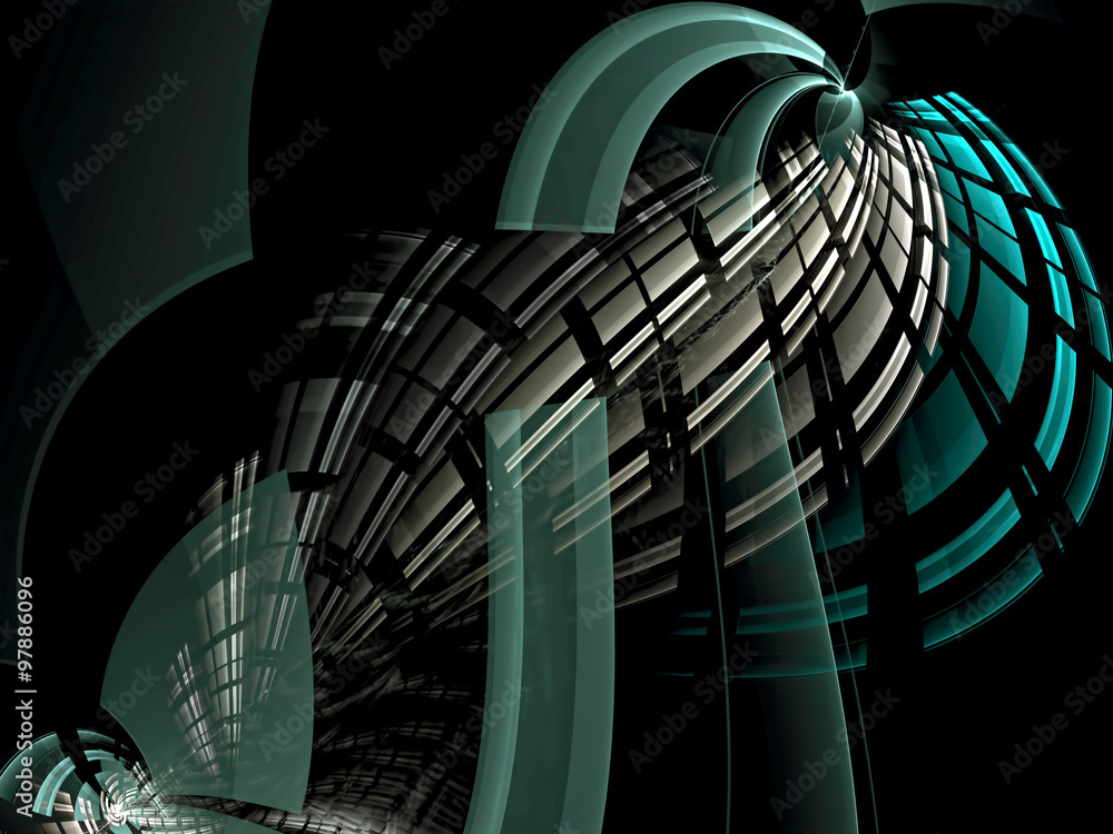 Fototapeta premium Abstract digitally generated image futuristic checkered construc