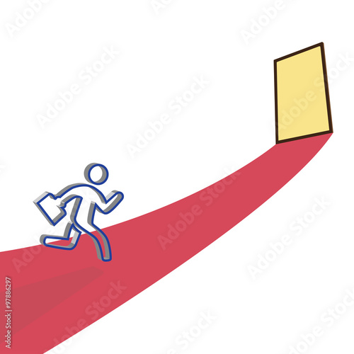 Businessman running to Goal door, business concept, template