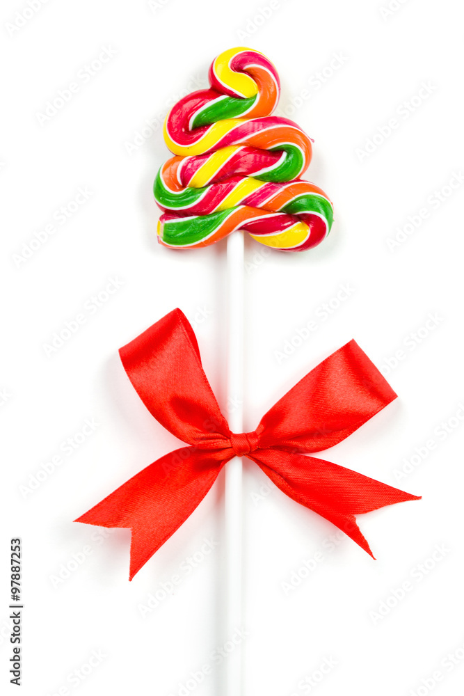 Fototapeta premium Christmas Candy Cane with Red Bow