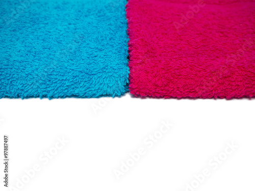 Two towels blue and pink