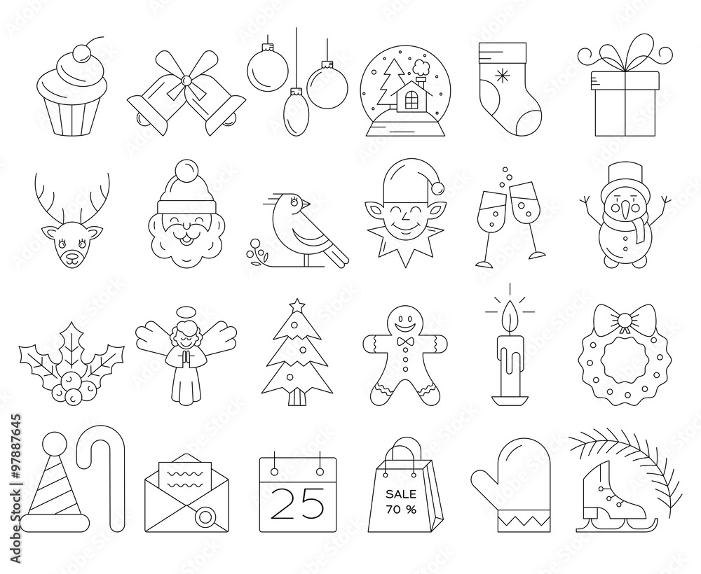 Fototapeta premium Big collection of Christmas icons.