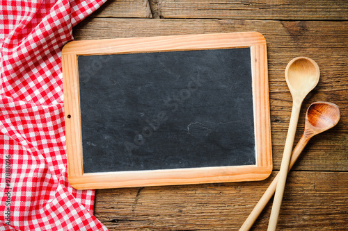 Blackboard with tablecloth